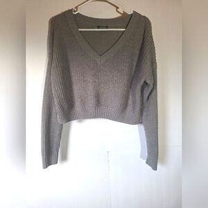 Women's Gray Ribbed Crop Sweater-Wild Fable Size Small/Medium